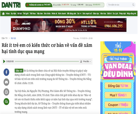 Rất ít trẻ em có kiến thức cơ bản về vấn đề xâm hại tình dục qua mạng