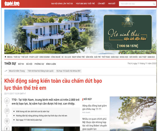 Khởi động sáng kiến toàn cầu chấm dứt bạo lực thân thể trẻ em