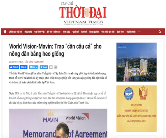 World Vision-Mavin: Trao “cần câu cá” cho nông dân bằng heo giống